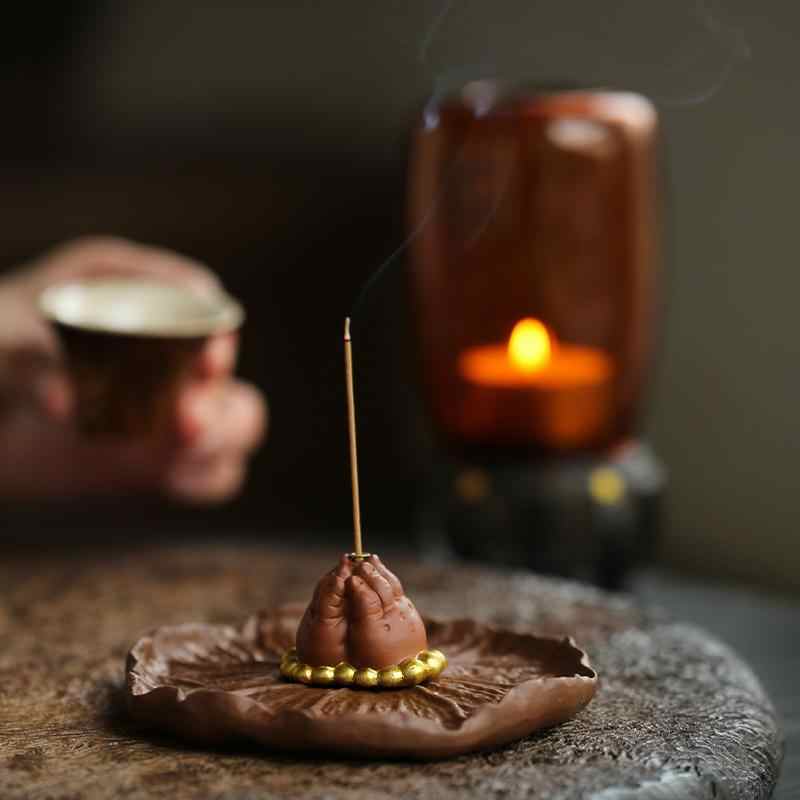 Purple Sand Buddha Hand Line Incense Burner Home Incense Burner