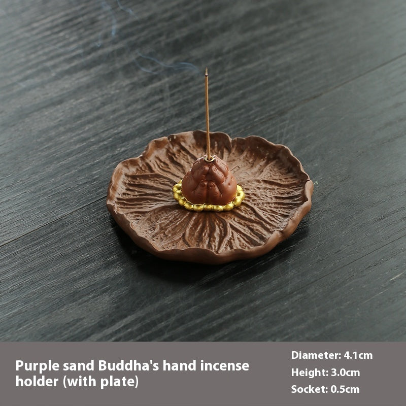 Purple Sand Buddha Hand Line Incense Burner Home Incense Burner