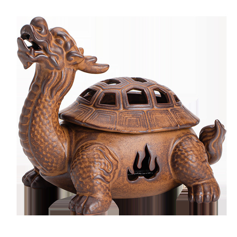 Dragon Turtle Incense Burner Large Ceramic Incense Coil Burner Antique Kiln