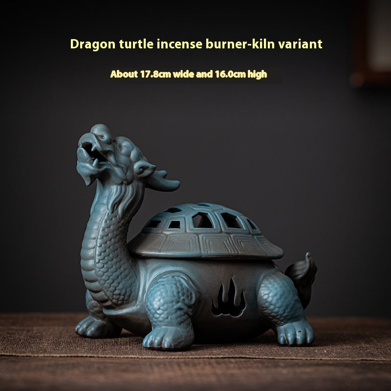 Dragon Turtle Incense Burner Large Ceramic Incense Coil Burner Antique Kiln