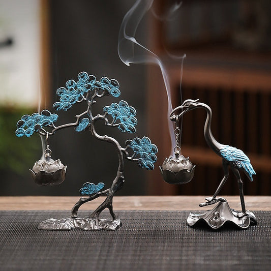 Welcoming Pine Crane Incense Burner Ornaments Home Incense Burner