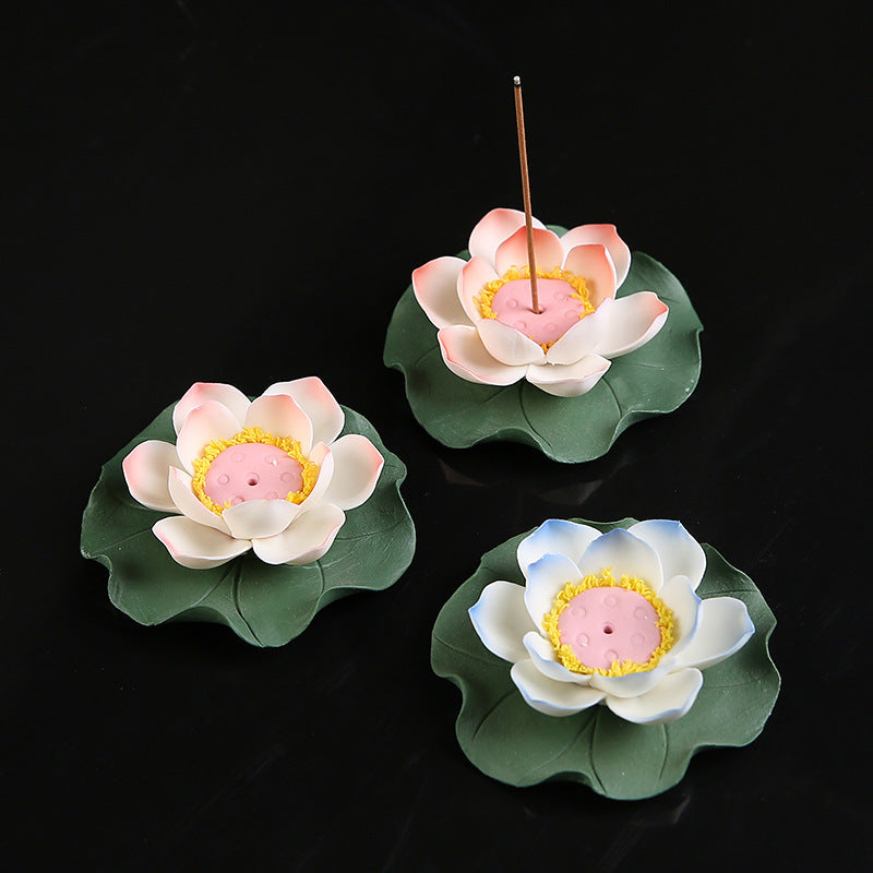 Ceramic Lotus Flower Incense Holder Inverted Incense Burner Ornaments