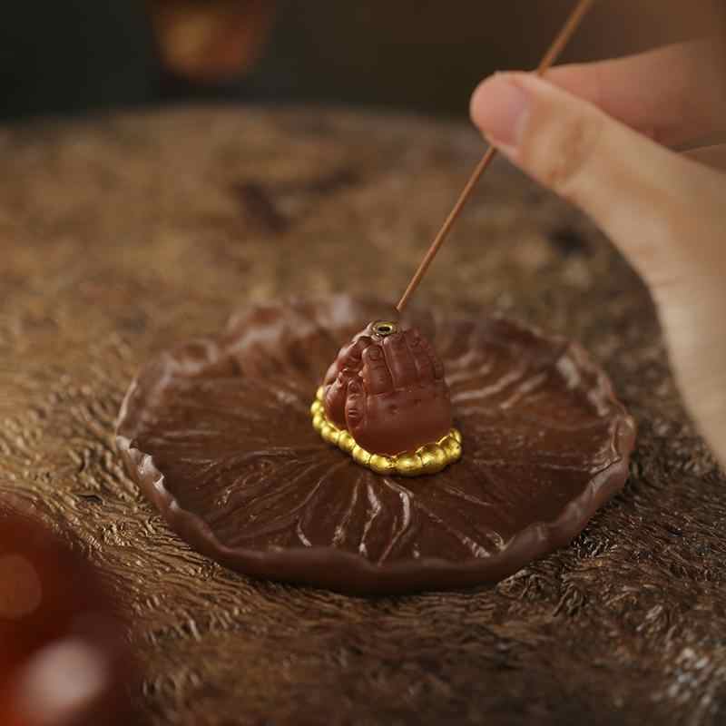 Purple Sand Buddha Hand Line Incense Burner Home Incense Burner