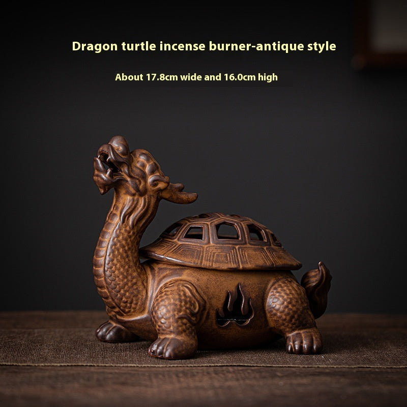 Dragon Turtle Incense Burner Large Ceramic Incense Coil Burner Antique Kiln