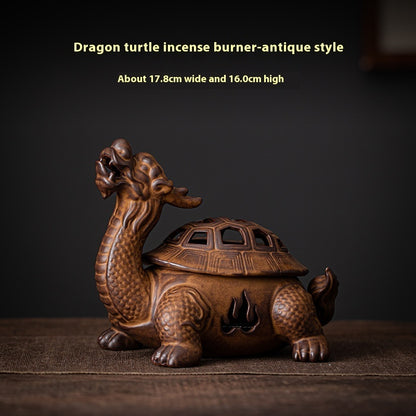 Dragon Turtle Incense Burner Large Ceramic Incense Coil Burner Antique Kiln