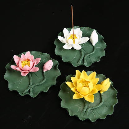 Ceramic Lotus Flower Incense Holder Inverted Incense Burner Ornaments