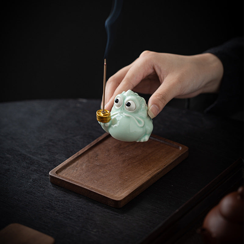 Fortune Golden Toad Incense Burner Ceramic Incense Holder