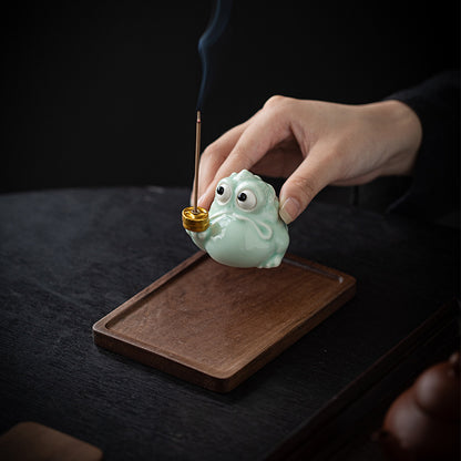 Fortune Golden Toad Incense Burner Ceramic Incense Holder