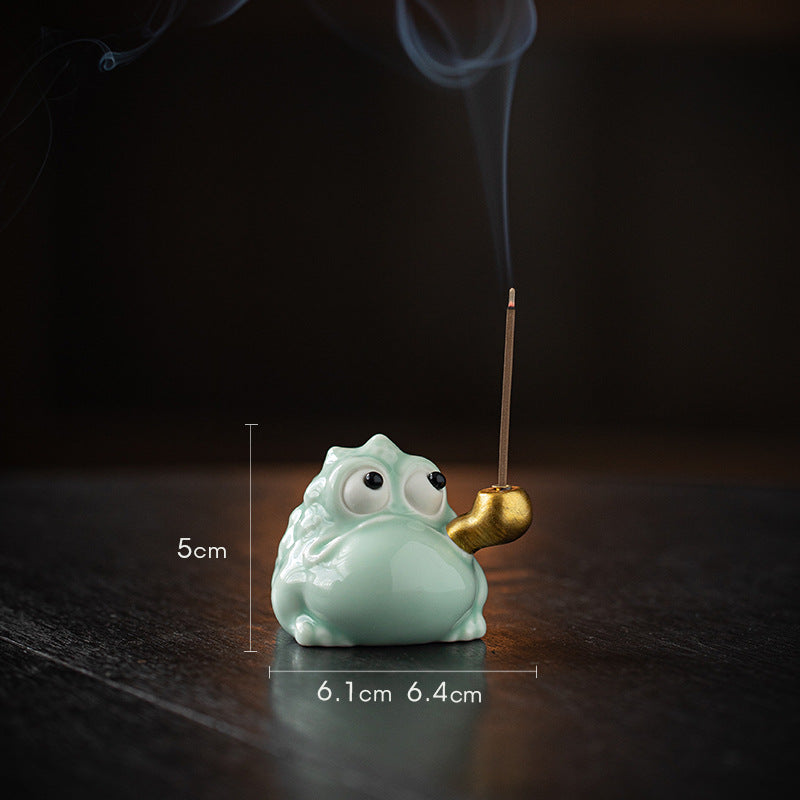 Fortune Golden Toad Incense Burner Ceramic Incense Holder