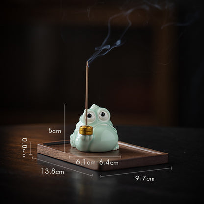 Fortune Golden Toad Incense Burner Ceramic Incense Holder