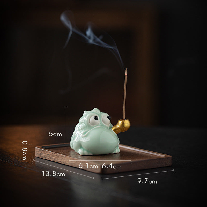 Fortune Golden Toad Incense Burner Ceramic Incense Holder