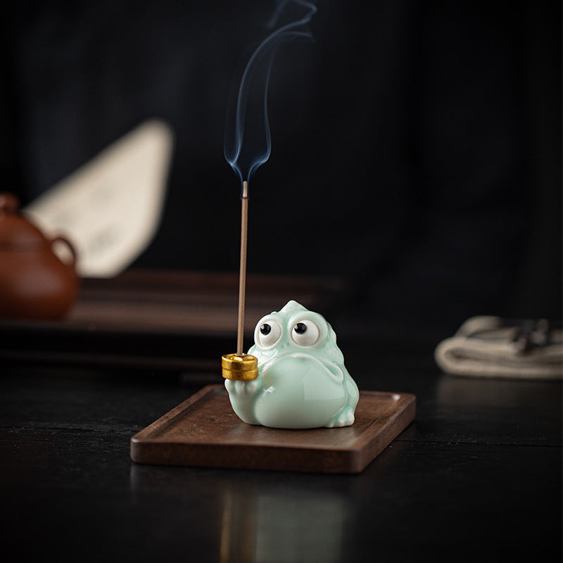 Fortune Golden Toad Incense Burner Ceramic Incense Holder