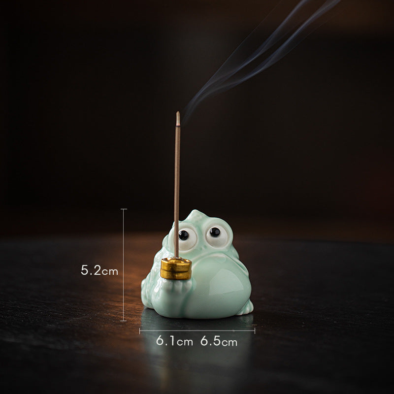 Fortune Golden Toad Incense Burner Ceramic Incense Holder
