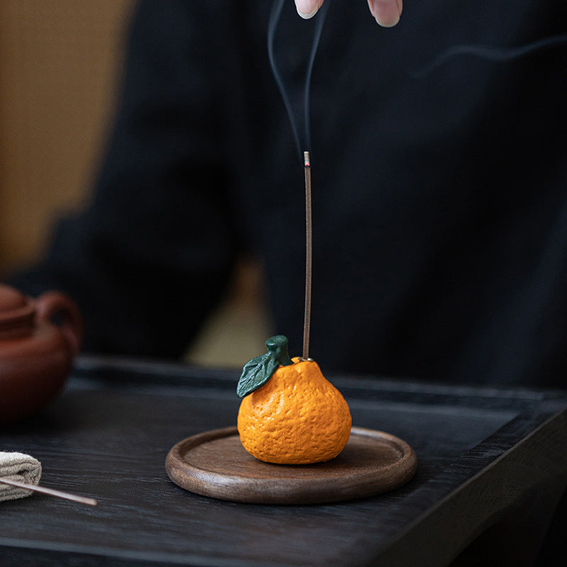 Creative Ceramic Tangerine Incense Burner Vertical Mini Incense Holder