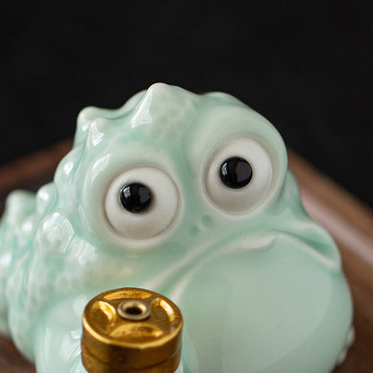 Fortune Golden Toad Incense Burner Ceramic Incense Holder