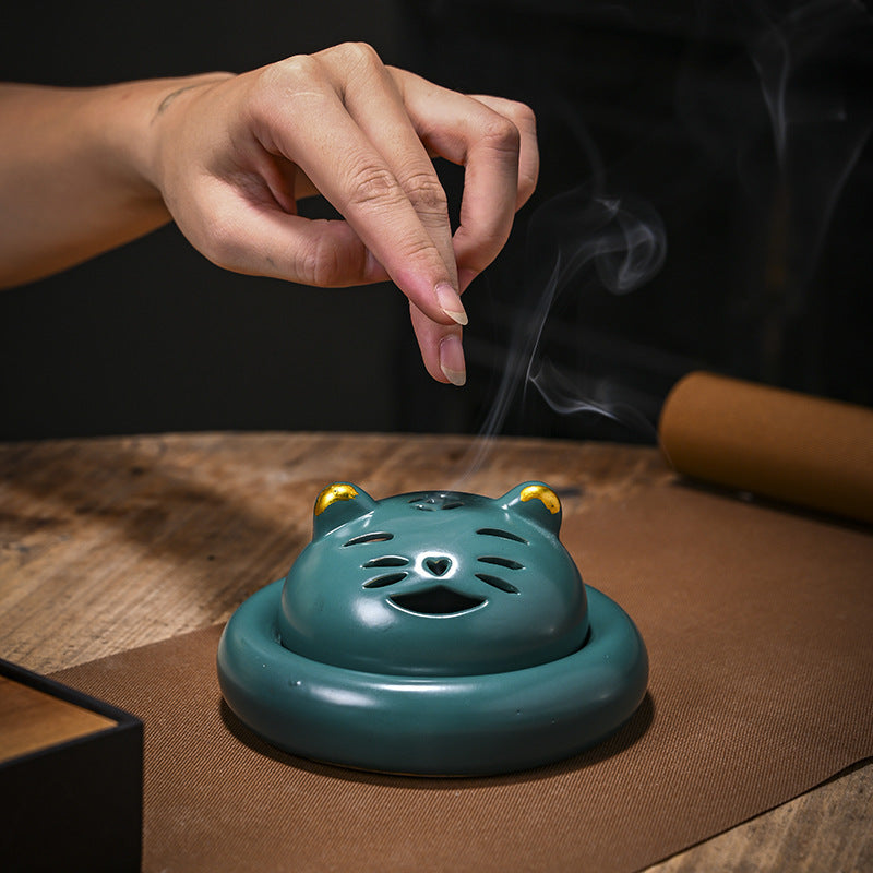 Creative Cute Cat Incense Coil Burner Device Home Incense Burner